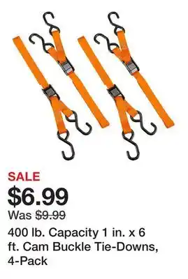 Harbor Freight Tools 400 lb. Capacity 1 in. x 6 ft. Cam Buckle Tie-Downs, 4-Pack offer