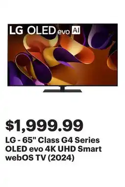 Best Buy LG - 65 Class G4 Series OLED evo 4K UHD Smart webOS TV (2024) offer