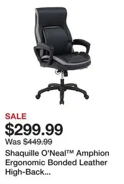 Office Depot Shaquille O'Neal Amphion Ergonomic Bonded Leather High-Back Executive Office Chair, Black offer