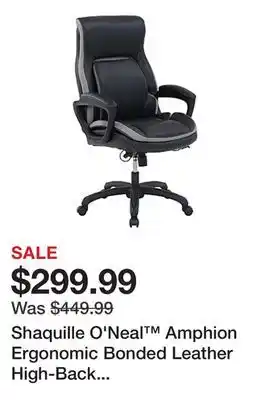 Office Depot Shaquille O'Neal Amphion Ergonomic Bonded Leather High-Back Executive Office Chair, Black offer