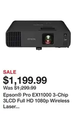 Office Depot Epson Pro EX11000 3-Chip 3LCD Full HD 1080p Wireless Laser Projector, V11HA72220 offer