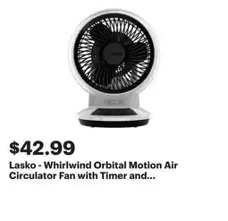 Best Buy Lasko - Whirlwind Orbital Motion Air Circulator Fan with Timer and Remote Control - White offer