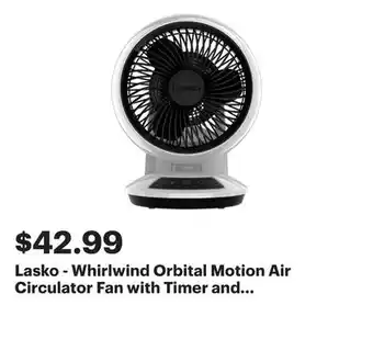 Best Buy Lasko - Whirlwind Orbital Motion Air Circulator Fan with Timer and Remote Control - White offer