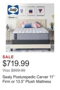 Costco Sealy Posturepedic Carver 11 Firm or 13.5 Plush Mattress offer