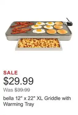 Costco bella 12 x 22 XL Griddle with Warming Tray offer