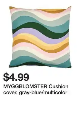 Ikea MYGGBLOMSTER Cushion cover, gray-blue/multicolor offer