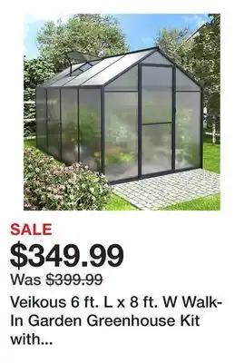 Tractor Supply Company Veikous 6 ft. L x 8 ft. W Walk-In Garden Greenhouse Kit with Adjustable Roof Vent offer