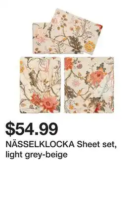 Ikea NÄSSELKLOCKA Sheet set, light grey-beige offer