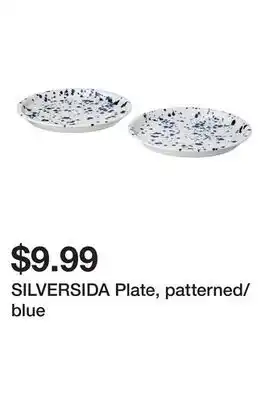 Ikea SILVERSIDA Plate, patterned/blue offer