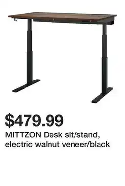 Ikea MITTZON Desk sit/stand, electric walnut veneer/black offer