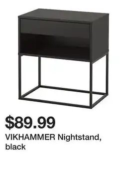 Ikea VIKHAMMER Nightstand, black offer