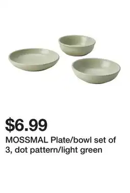 Ikea MOSSMAL Plate/bowl set of 3, dot pattern/light green offer