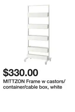 Ikea MITTZON Frame w castors/container/cable box, white offer