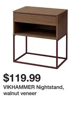 Ikea VIKHAMMER Nightstand, walnut veneer offer