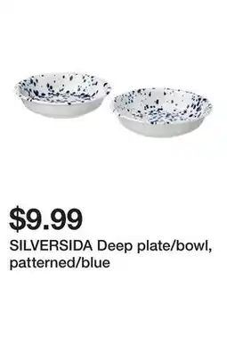 Ikea SILVERSIDA Deep plate/bowl, patterned/blue offer