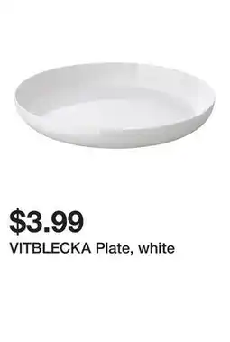 Ikea VITBLECKA Plate, white offer