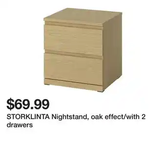 Ikea STORKLINTA Nightstand, oak effect/with 2 drawers offer