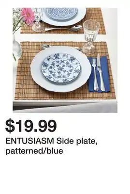 Ikea ENTUSIASM Side plate, patterned/blue offer