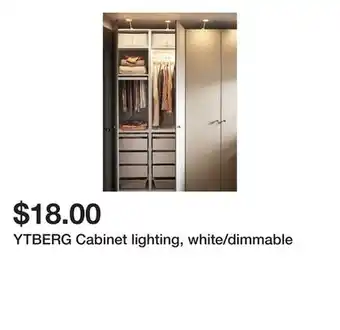 Ikea YTBERG Cabinet lighting, white/dimmable offer