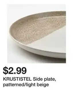 Ikea KRUSTISTEL Side plate, patterned/light beige offer