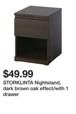 Ikea STORKLINTA Nightstand, dark brown oak effect/with 1 drawer offer