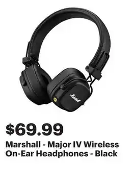 Best Buy Marshall - Major IV Wireless On-Ear Headphones - Black offer