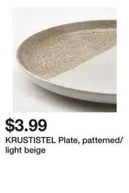 Ikea KRUSTISTEL Plate, patterned/light beige offer