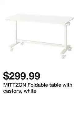 Ikea MITTZON Foldable table with castors, white offer