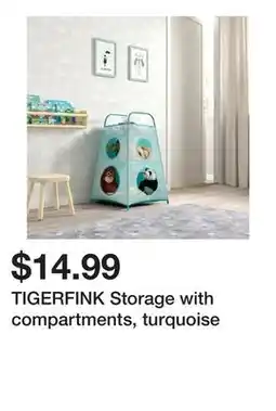 Ikea TIGERFINK Storage with compartments, turquoise offer