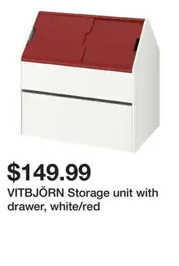 Ikea VITBJÖRN Storage unit with drawer, white/red offer