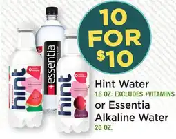 Heinen's Hint Water, 16 OZ. or Essentia Alkaline Water, 20 OZ offer