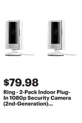 Best Buy Ring - 2-Pack Indoor Plug-In 1080p Security Camera (2nd-Generation) with Privacy Cover - White offer