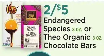 Heinen's Endangered, 3 OZ. Theo Organic, 3 OZ. Chocolate Bars offer