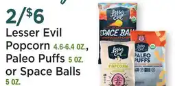 Heinen's Lesser Evil Popcorn 4.6-6.4 OZ., Paleo Puffs 5 OZ. or Space Balls 5 OZ offer