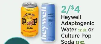 Heinen's Heywell Adaptogenic Water 12 OZ. or Culture Pop Soda 12 OZ offer