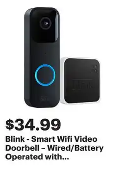 Best Buy Blink - Smart Wifi Video Doorbell – Wired/Battery Operated with Sync Module 2 - Black offer