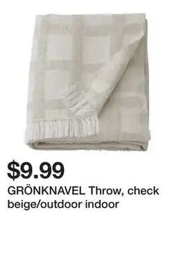 Ikea GRÖNKNAVEL Throw, check beige/outdoor indoor offer