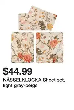 Ikea NÄSSELKLOCKA Sheet set, light grey-beige offer