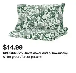 Ikea SKOGSDUVA Duvet cover and pillowcase(s), white green/forest pattern offer