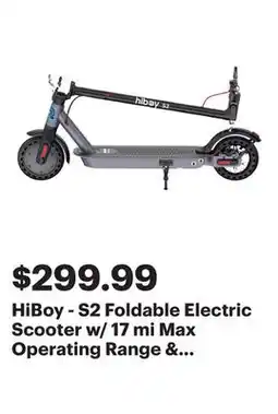 Best Buy HiBoy - S2 Foldable Electric Scooter w/ 17 mi Max Operating Range & 19 mph Max Speed - Grey offer