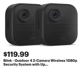 Best Buy Blink - Outdoor 4 2-Camera Wireless 1080p Security System with Up to Two-year Battery Life - Black offer