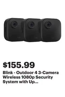 Best Buy Blink - Outdoor 4 3-Camera Wireless 1080p Security System with Up to Two-year Battery Life - Black offer