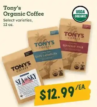 Sprouts Farmers Market Tony's organic coffee offer