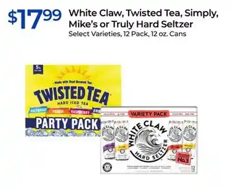 Rite Aid White Claw, Twisted Tea, Simply, Mike's or Truly Hard Seltzer offer