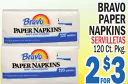 Bravo Supermarkets BRAVO PAPER NAPKINS offer