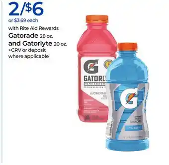 Rite Aid Gatorade 28 oz. and Gatorlyte 20 oz offer