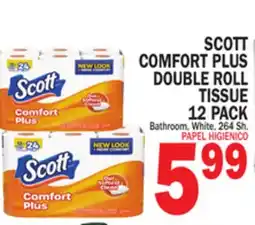 Bravo Supermarkets SCOTT COMFORT PLUS DOUBLE ROLL TISSUE 12 PACK offer