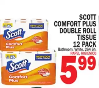 Bravo Supermarkets SCOTT COMFORT PLUS DOUBLE ROLL TISSUE 12 PACK offer