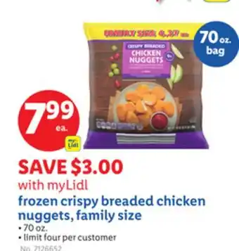 Lidl frozen crispy breaded chicken nuggets, family size offer