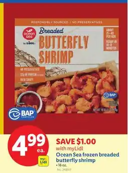 Lidl Ocean Sea frozen breaded butterfl y shrimp offer